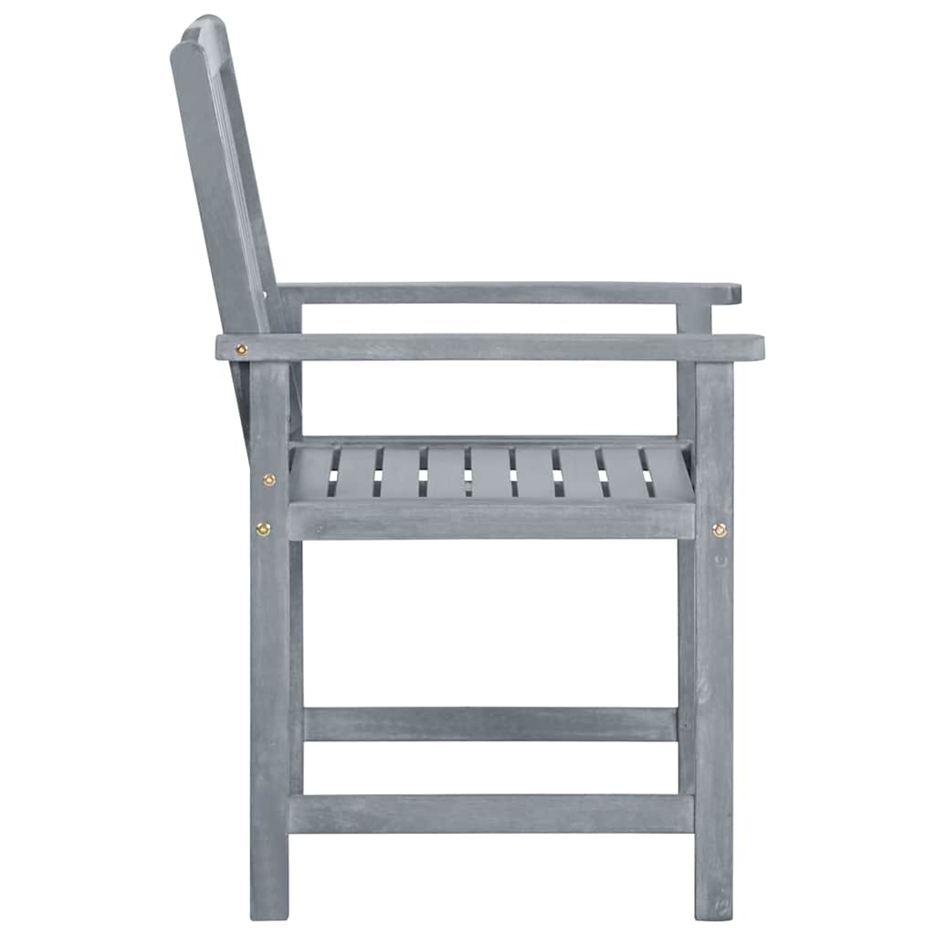 Garden chairs with cushions, 4 pcs, grey, solid acacia wood