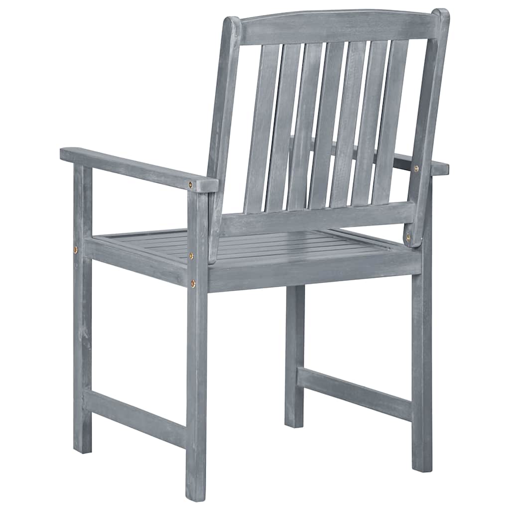 Garden chairs with cushions, 4 pcs, grey, solid acacia wood