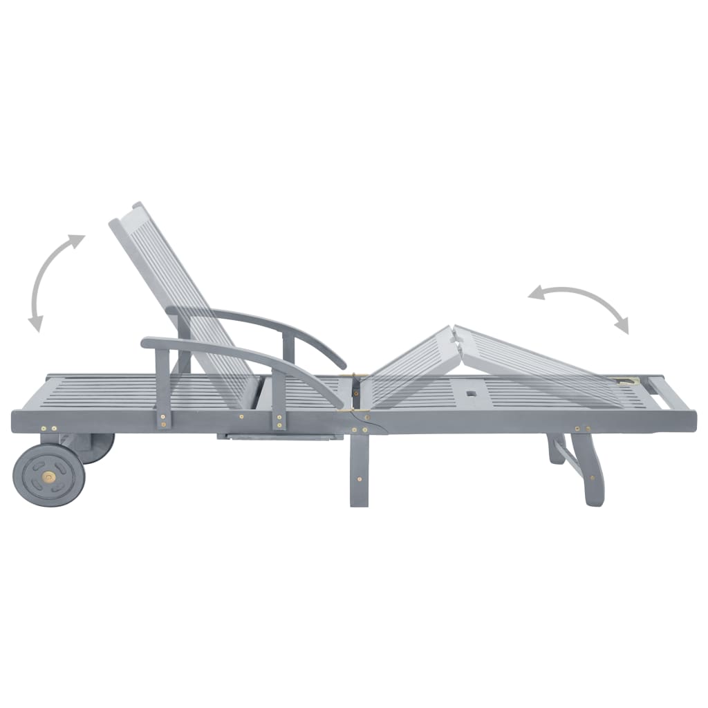 Garden Sun Lounger with Cushion, Solid Acacia Wood