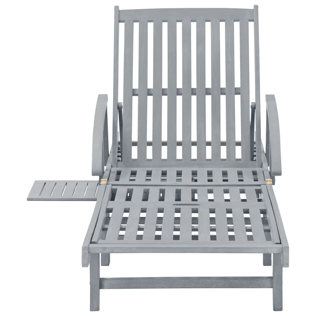 Garden Sun Lounger with Cushion, Solid Acacia Wood