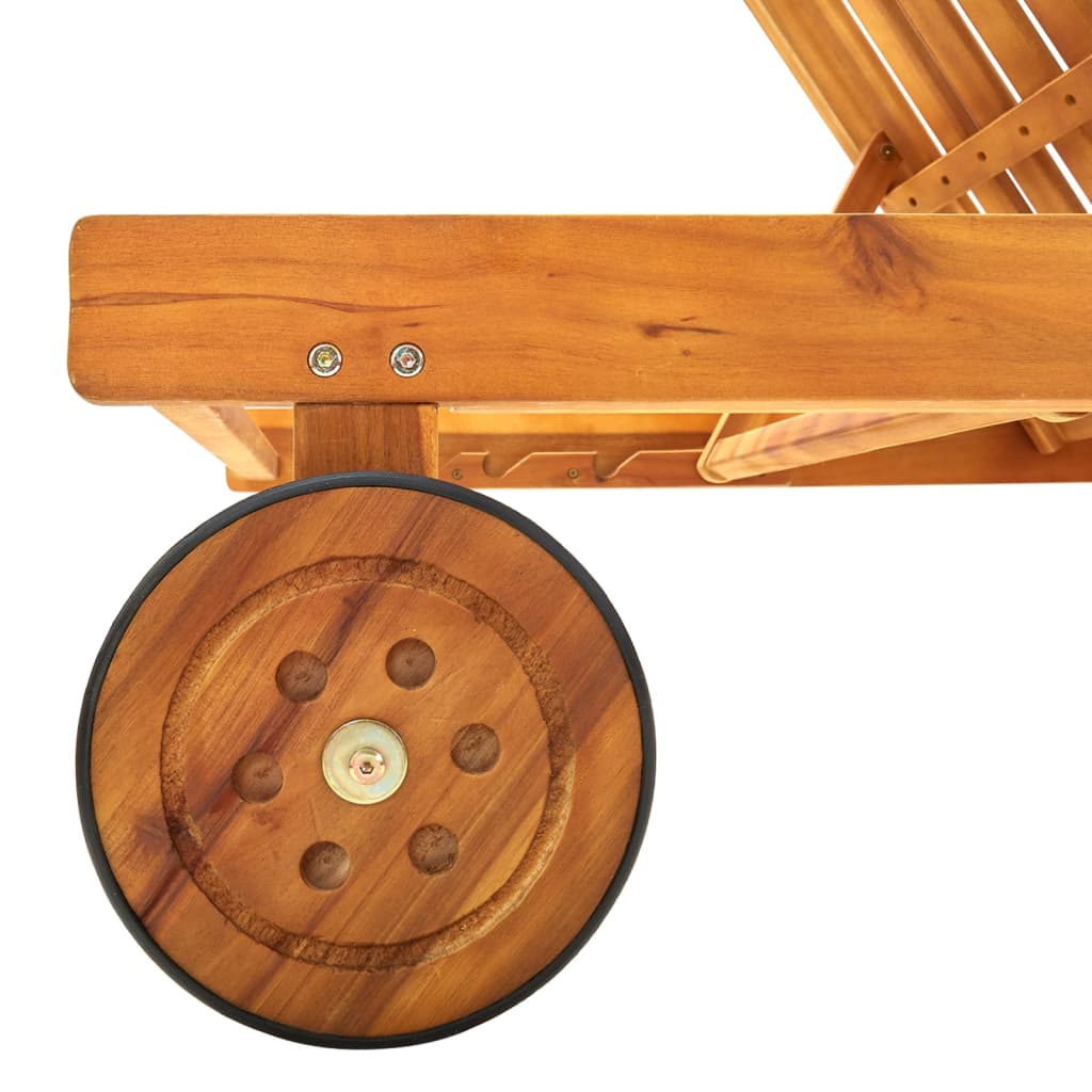 Garden Sun Lounger with Cushion, Solid Acacia Wood