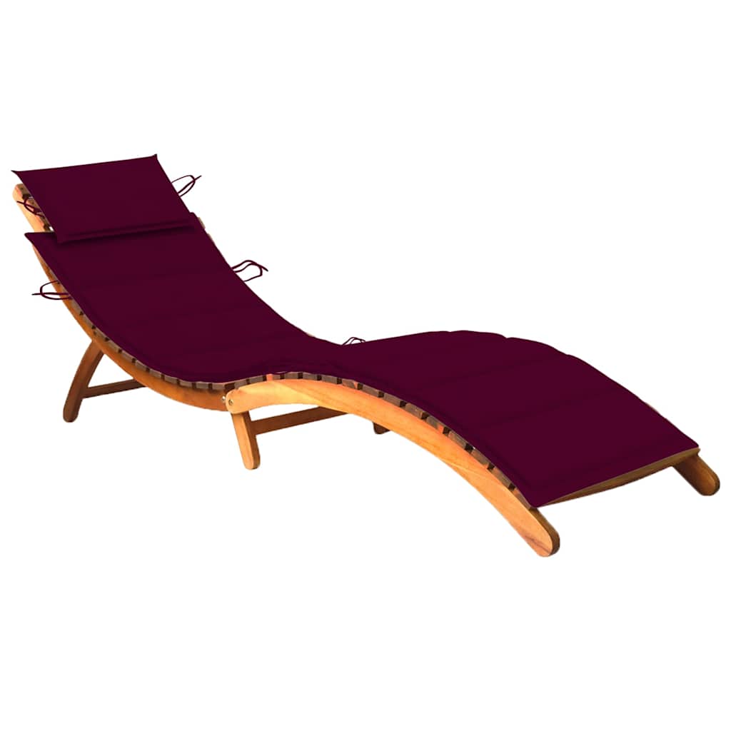 Garden Sun Lounger with Cushion, Solid Acacia Wood