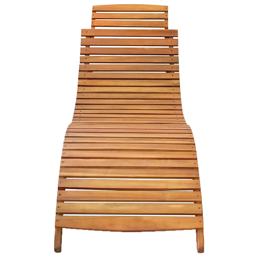 Garden Sun Lounger with Cushion, Solid Acacia Wood