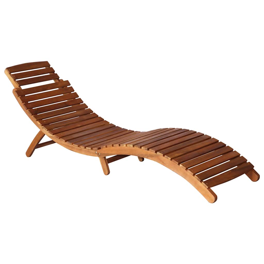 Garden sun lounger with table and mattress, acacia solid wood