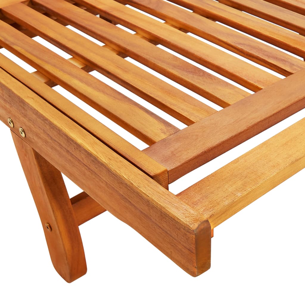 Garden Sun Lounger with Cushion, Solid Acacia Wood