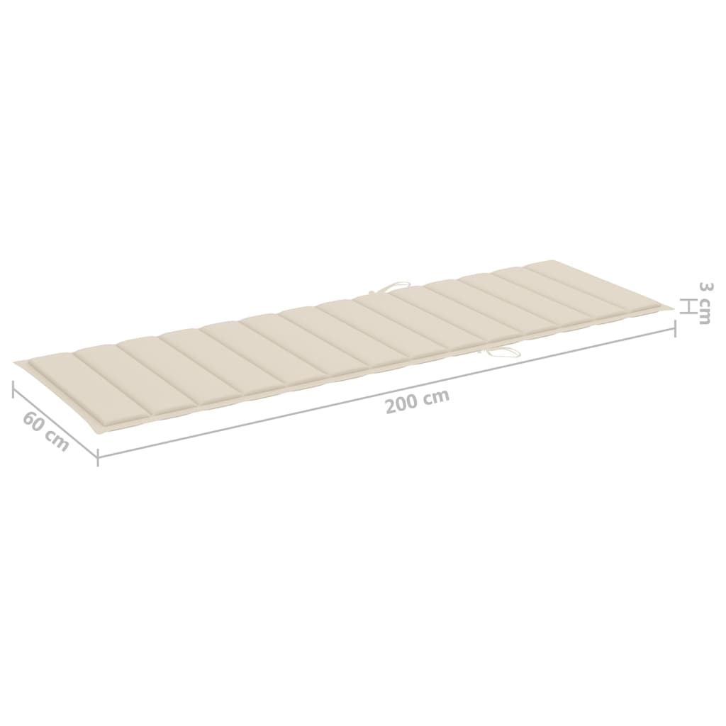 Garden sun lounger with table and mattress, acacia solid wood