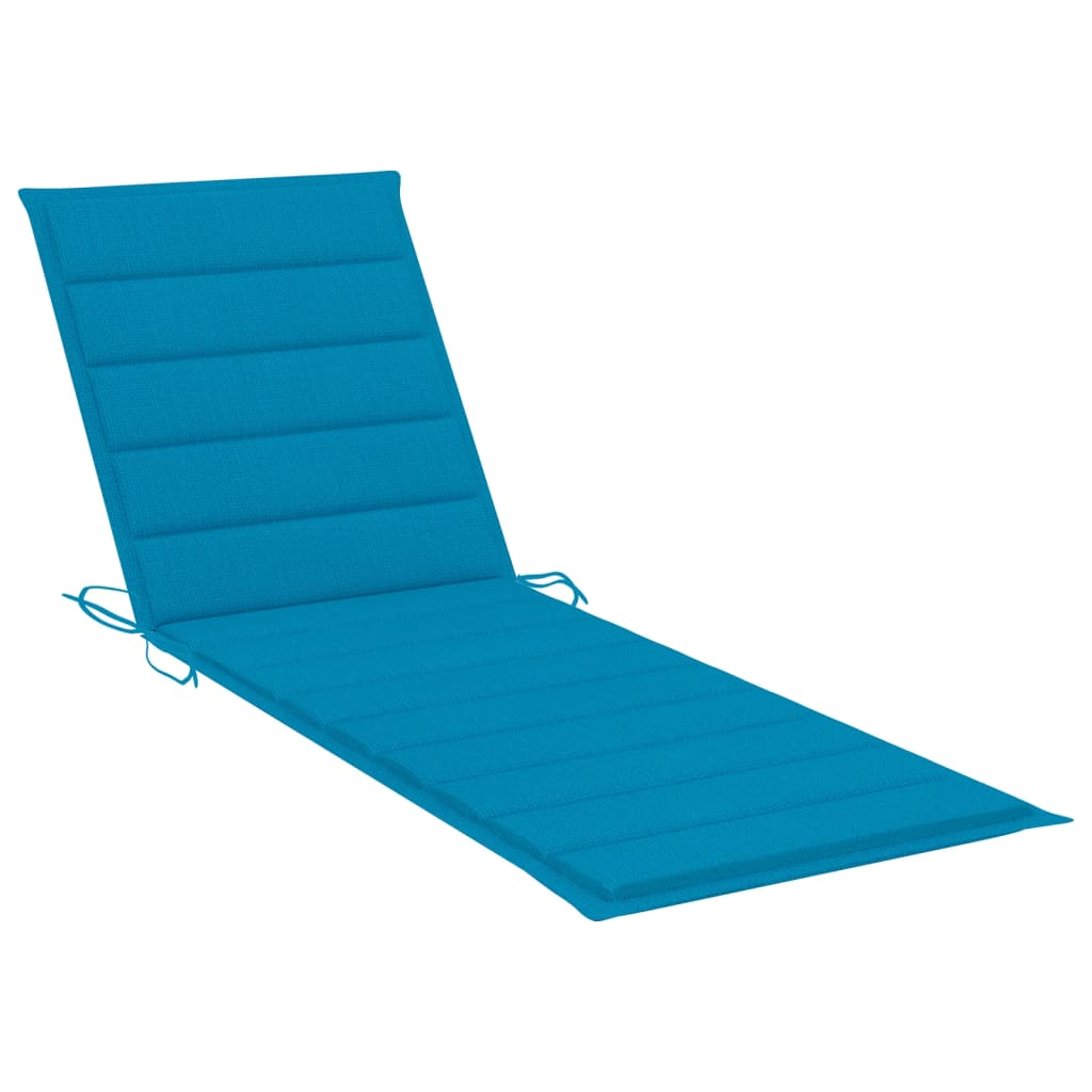 Garden sun lounger with table and mattress, acacia solid wood