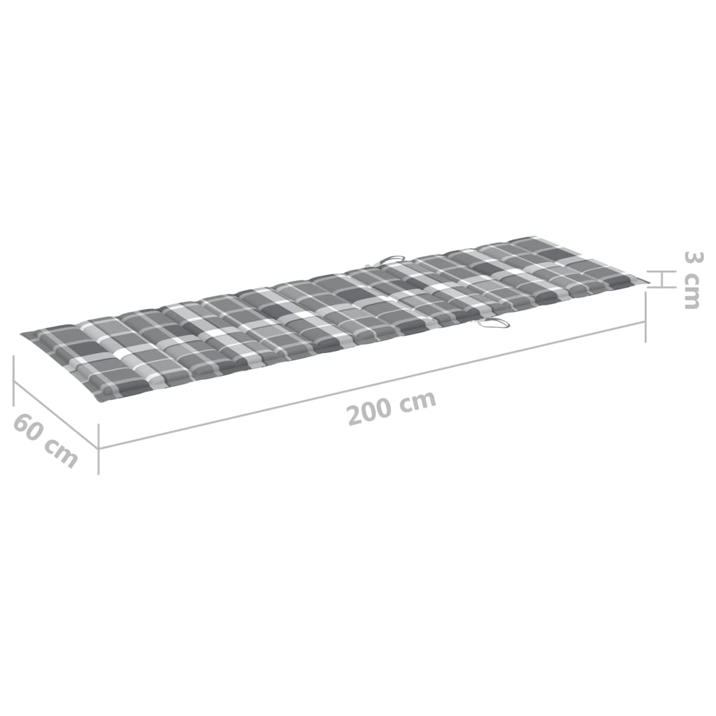 Garden sun lounger with table and mattress, acacia solid wood