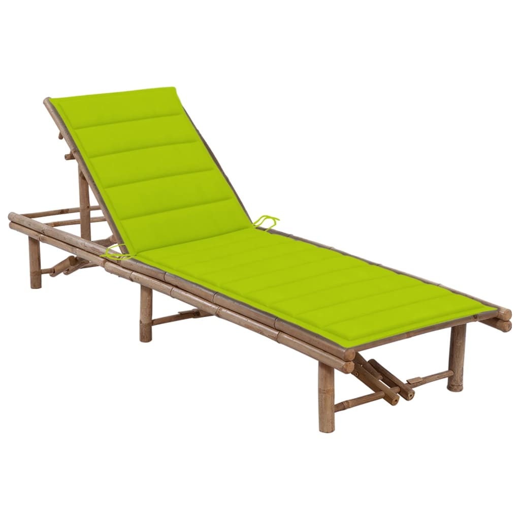 Bamboo garden sun lounger with mattress