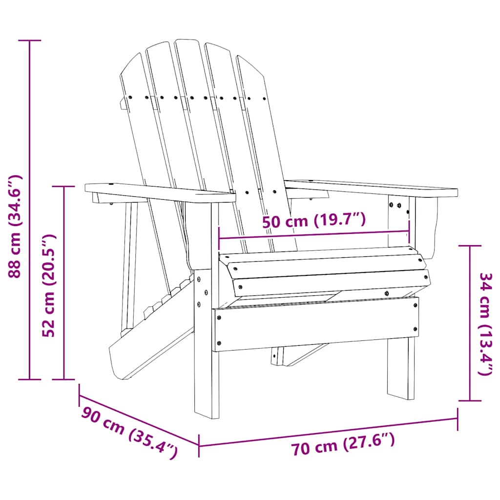 Adirondack garden chair, red, solid fir wood