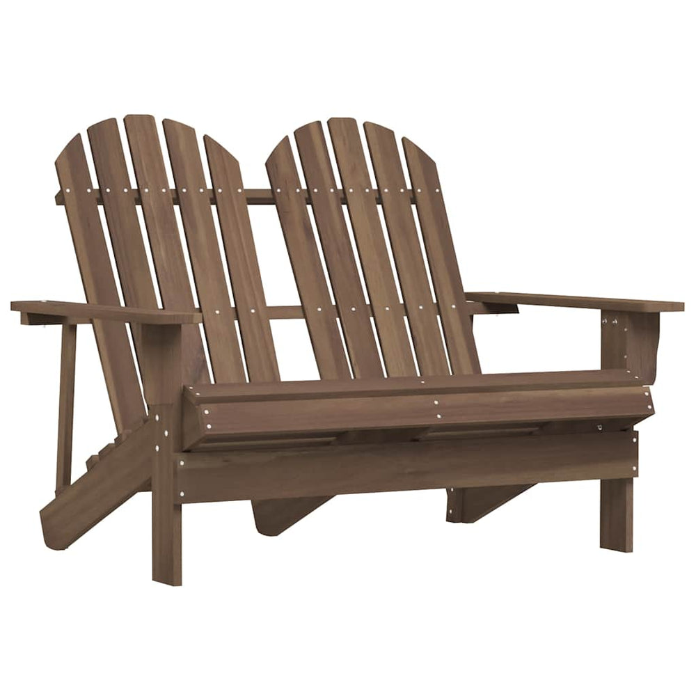 Adirondack double garden chair, brown, solid fir wood