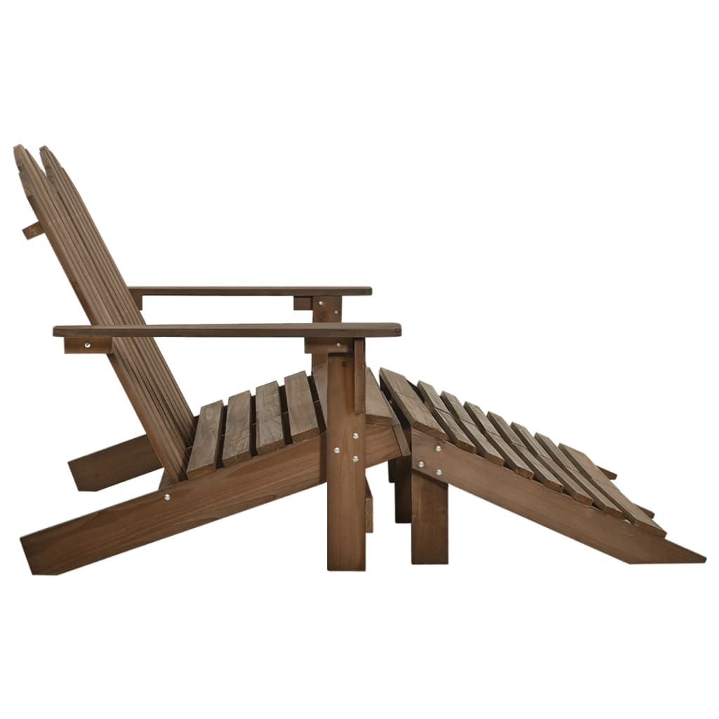 Two-seater garden Adirondack chair and ottoman, brown, fir wood