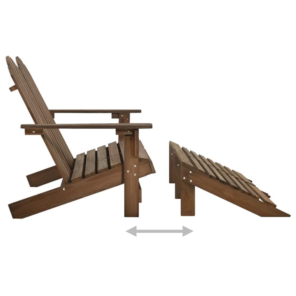 Two-seater garden Adirondack chair and ottoman, brown, fir wood