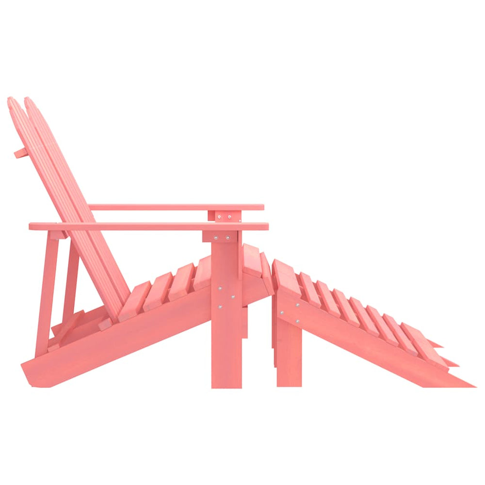 Adirondack two-seater garden chair and ottoman, pink, fir wood