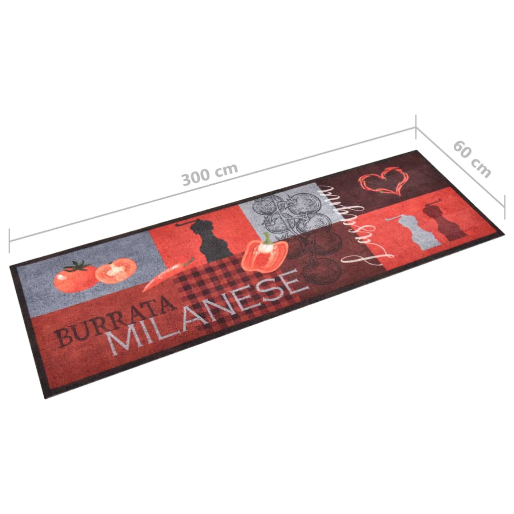 Kitchen runner, 60x300cm, washable, with tomatoes