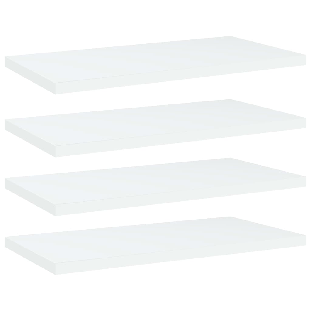 Knygų lentynos plokštės, 4vnt., baltos, 40x20x1,5cm, MDP