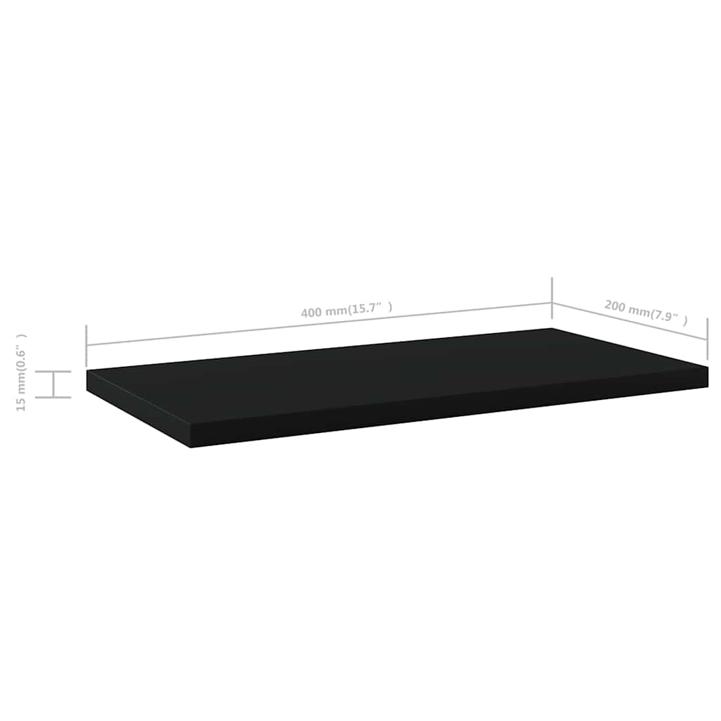 Knygų lentynos plokštės, 4vnt., juodos, 40x20x1,5cm, mediena