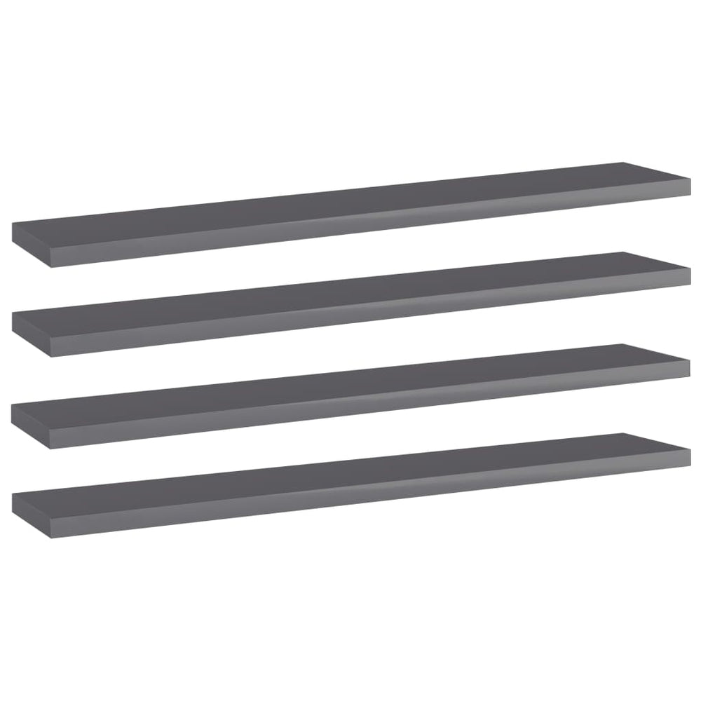 Knygų lentynos plokštės, 4vnt., pilkos, 60x10x1,5cm, MDP