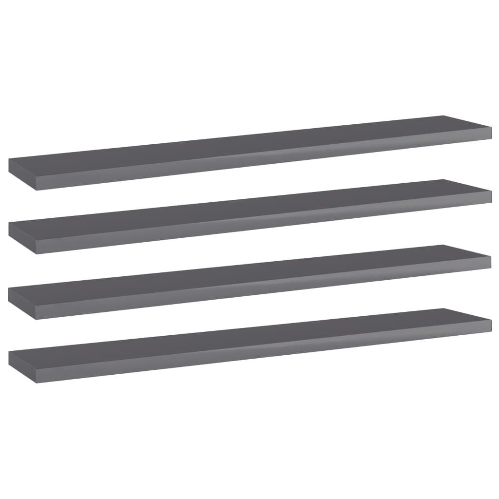 Knygų lentynos plokštės, 4vnt., pilkos, 60x10x1,5cm, MDP