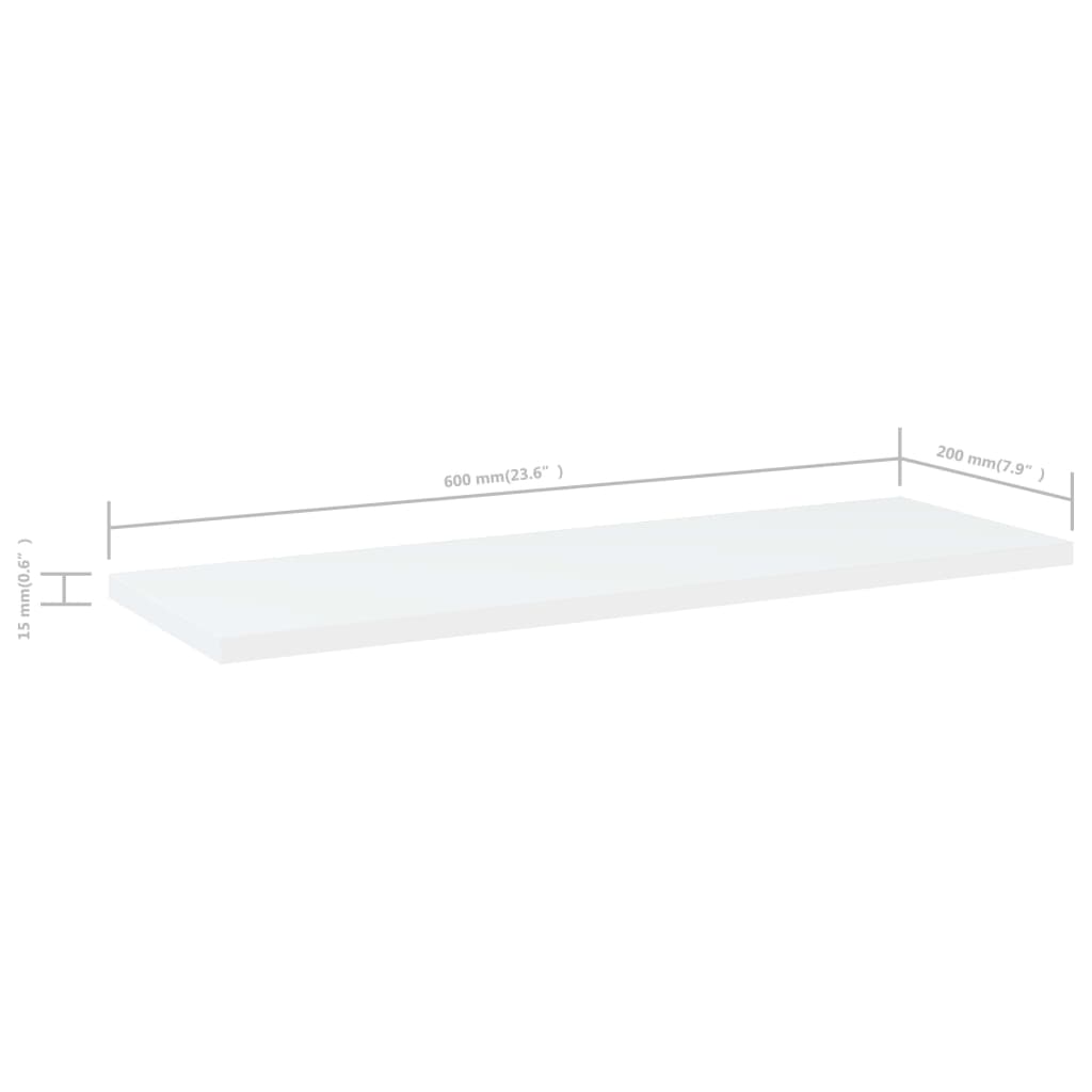 Knygų lentynos plokštės, 4vnt., baltos, 60x20x1,5cm, MDP
