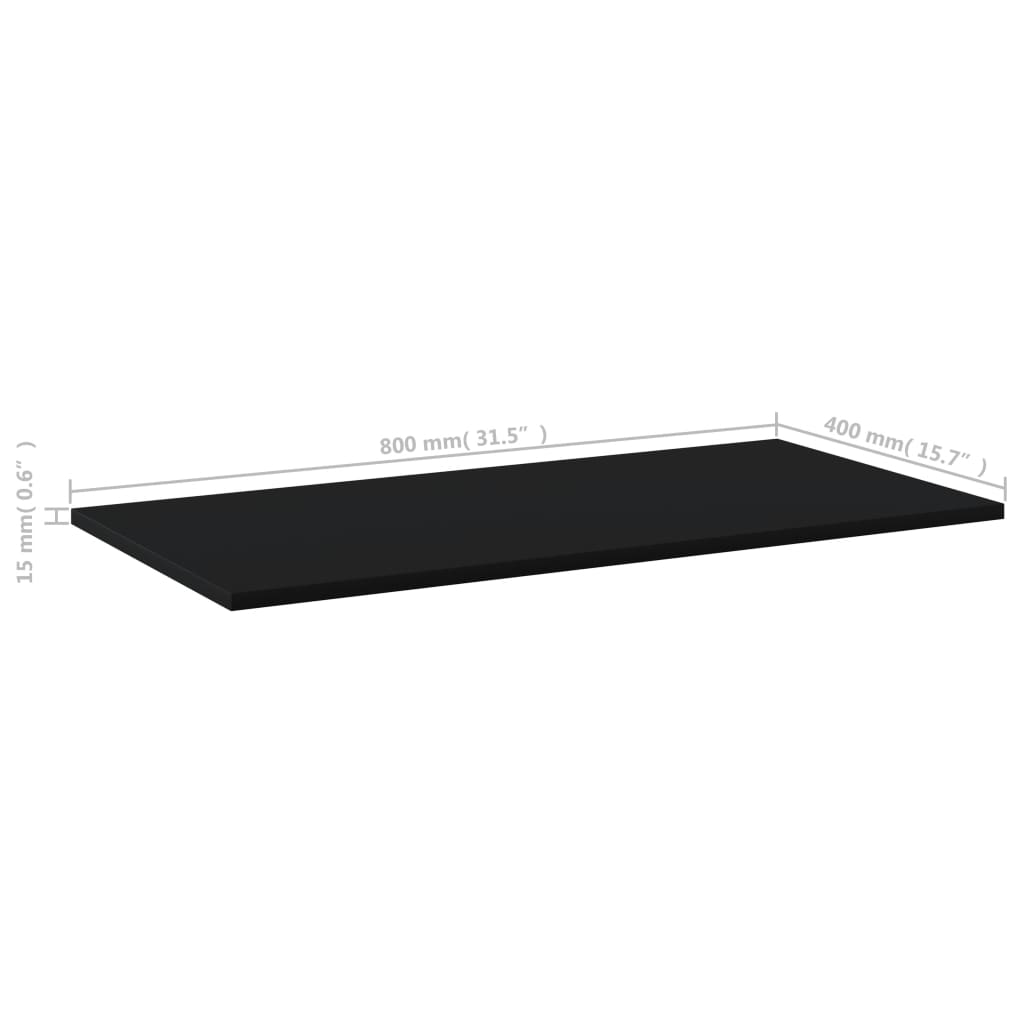 Knygų lentynos plokštės, 8vnt., juodos, 80x40x1,5cm, MDP