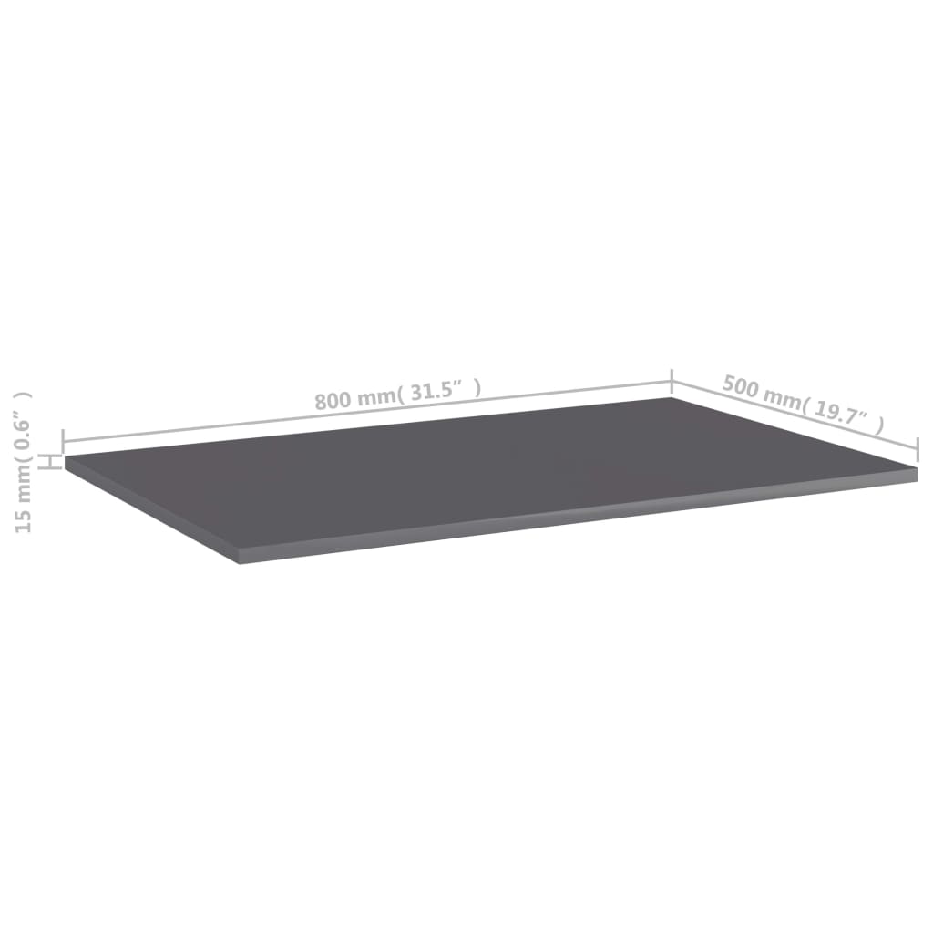 Knygų lentynos plokštės, 4vnt., pilkos, 80x50x1,5cm, MDP