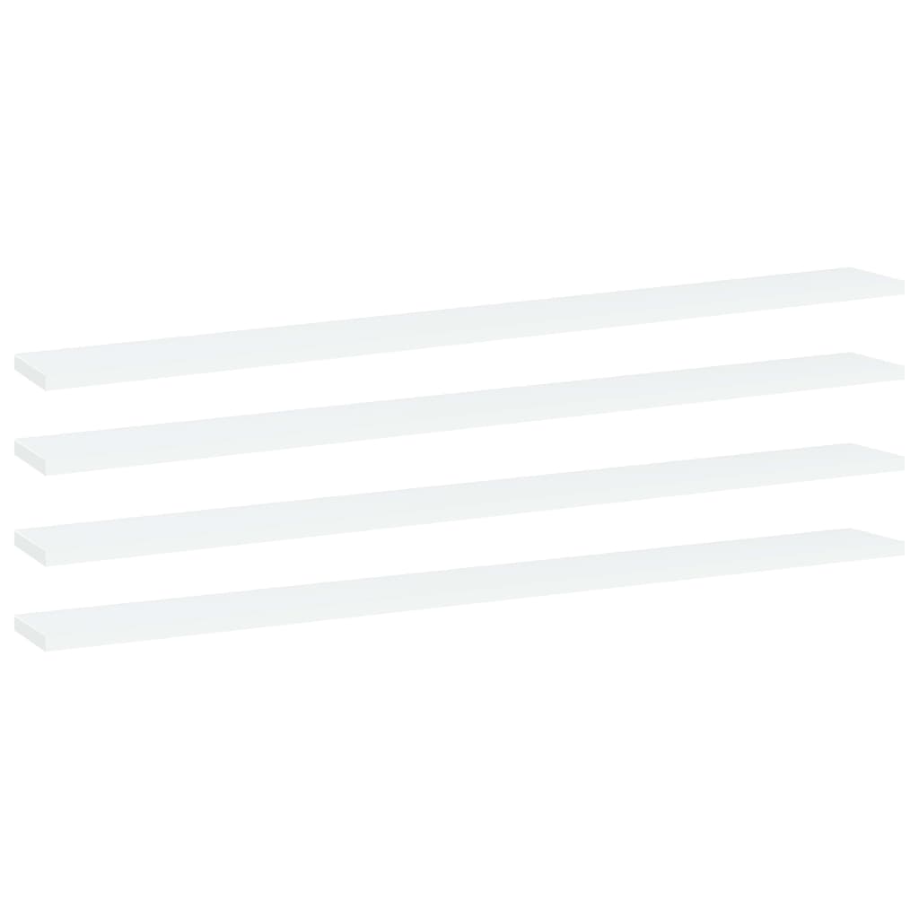 Knygų lentynos plokštės, 4vnt., baltos, 100x10x1,5cm, MDP