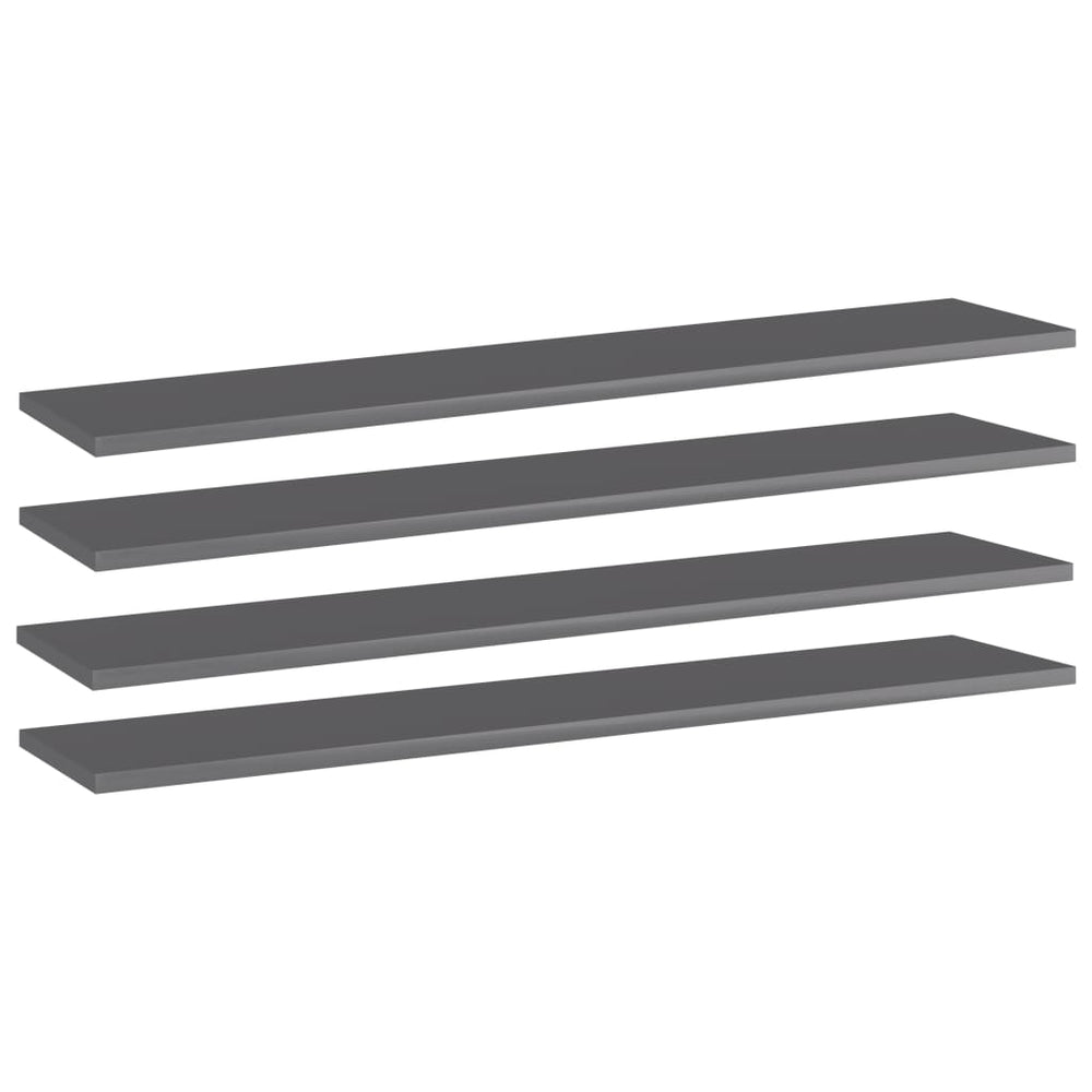 Knygų lentynos plokštės, 4vnt., pilkos, 100x20x1,5cm, MDP