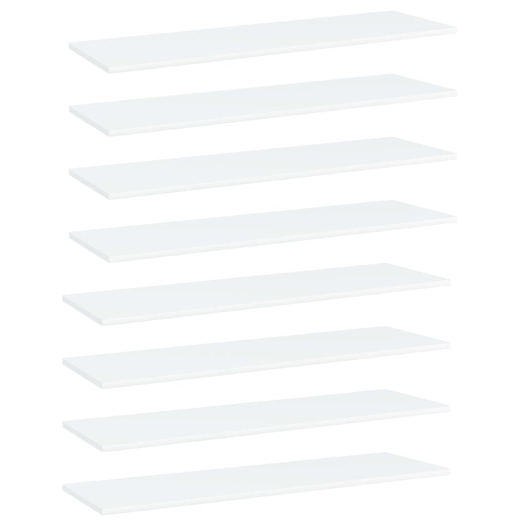 Knygų lentynos plokštės, 8vnt., baltos, 100x30x1,5cm, MDP