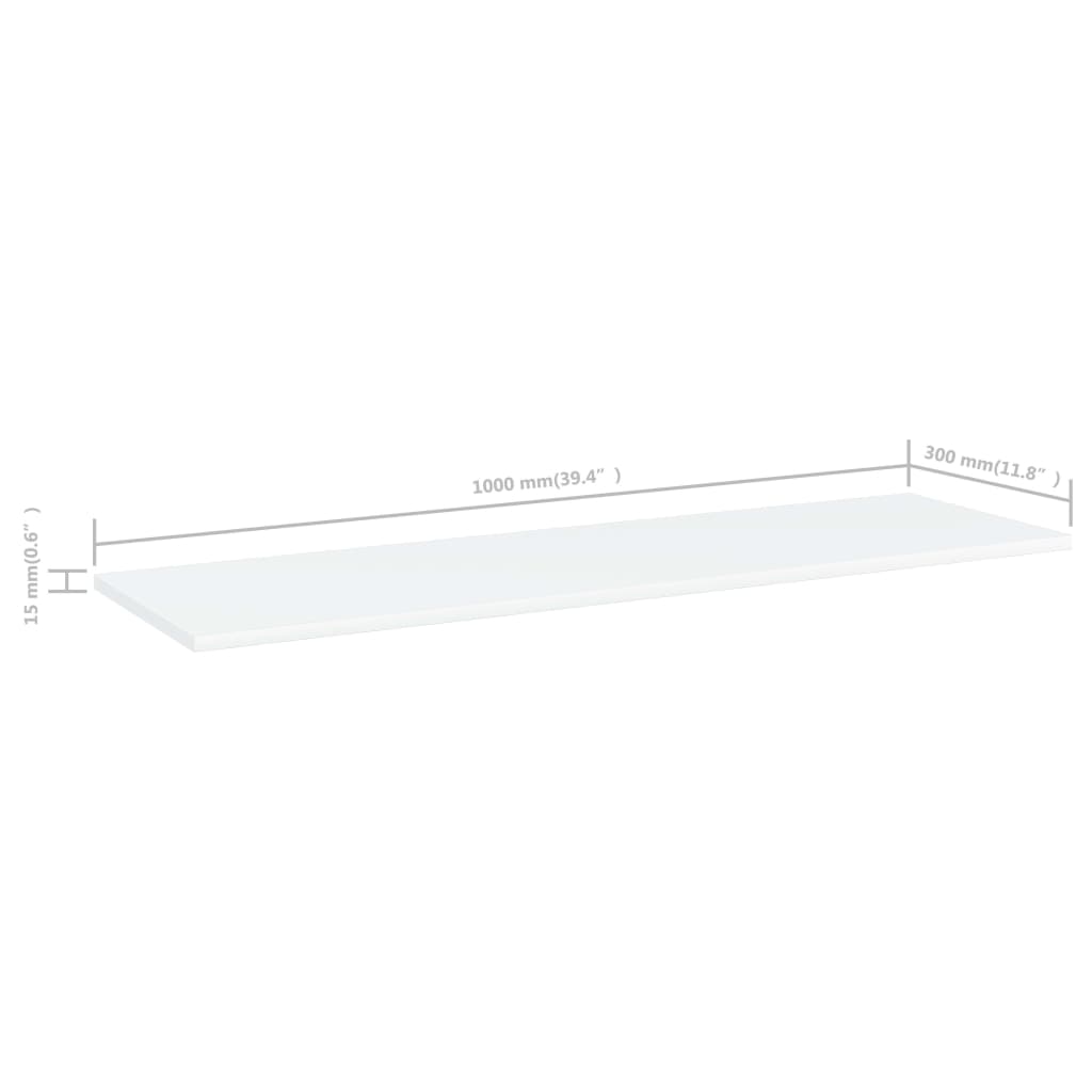Knygų lentynos plokštės, 8vnt., baltos, 100x30x1,5cm, MDP