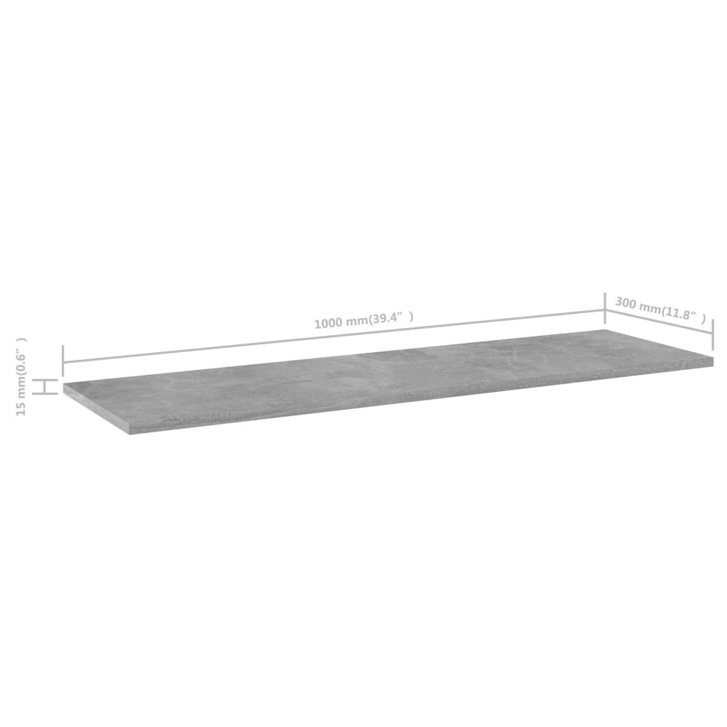 Knygų lentynos plokštės, 8vnt., betono, 100x30x1,5cm, MDP