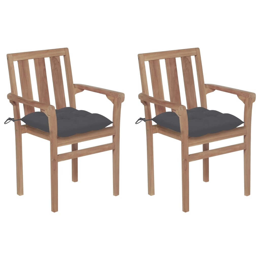 Garden chairs with anthracite cushions, 2 pcs., solid teak wood