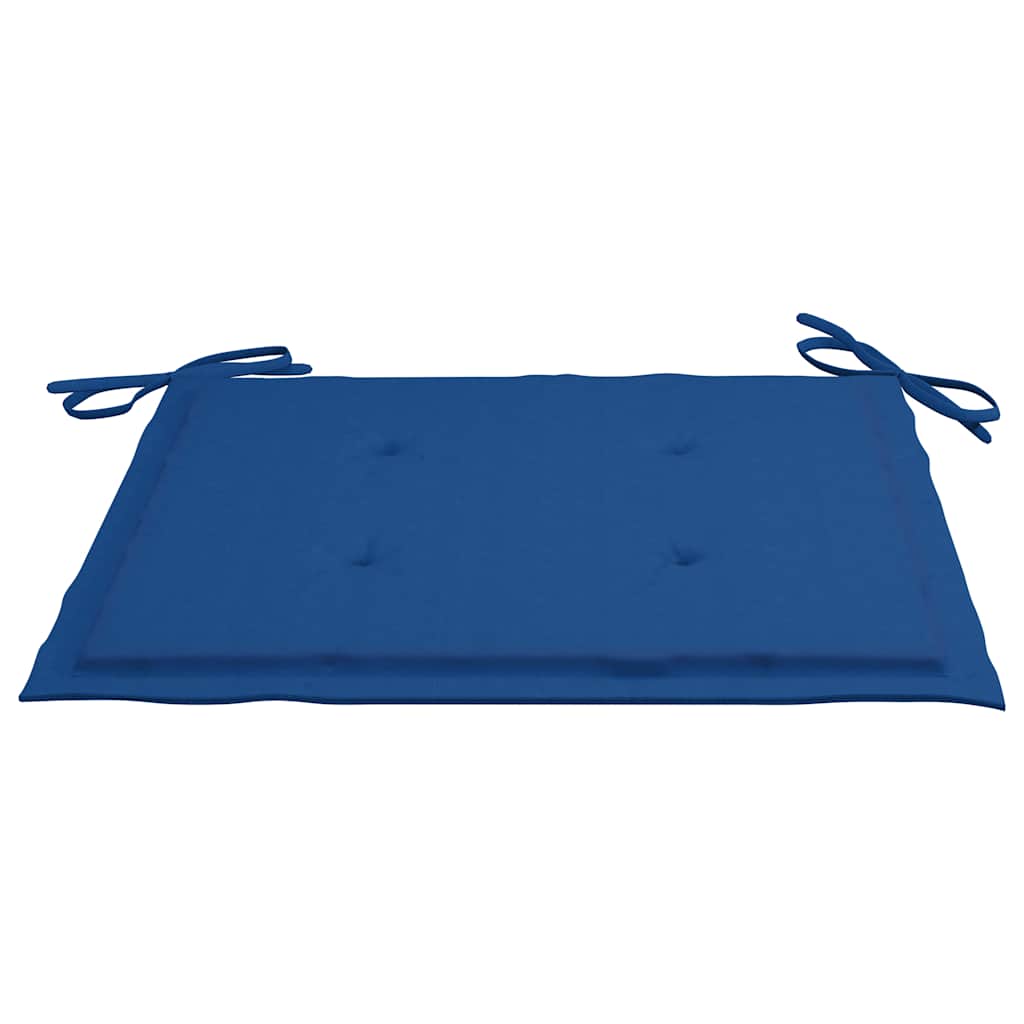 Garden chairs with blue cushions, 3 pcs., solid teak wood