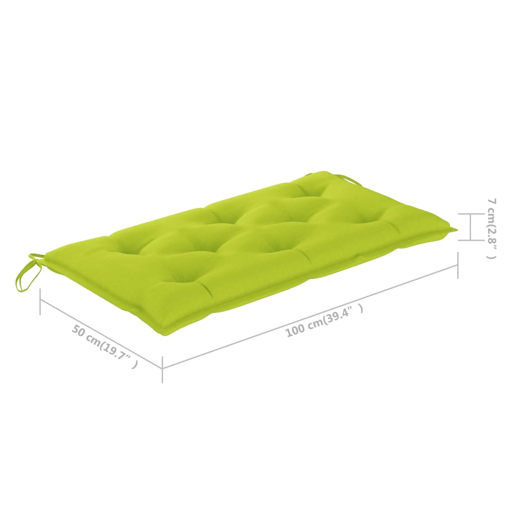 Sodo suoliukas su šviesiai žalia pagalvėle, 112cm, tikmedis