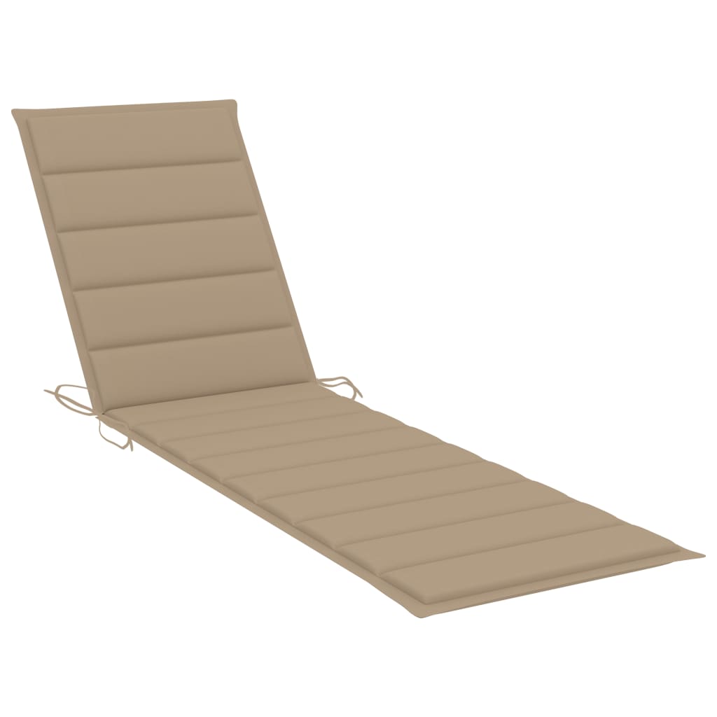 Sun lounger with table and mattress, solid teak wood