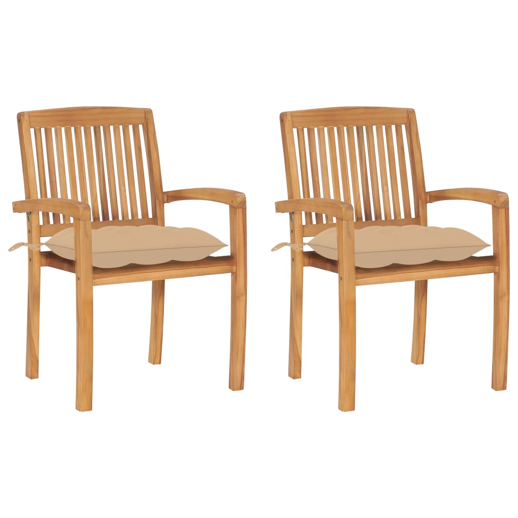 Sodo kėdės su pagalvėlėmis, 2vnt., tikmedžio medienos masyvas