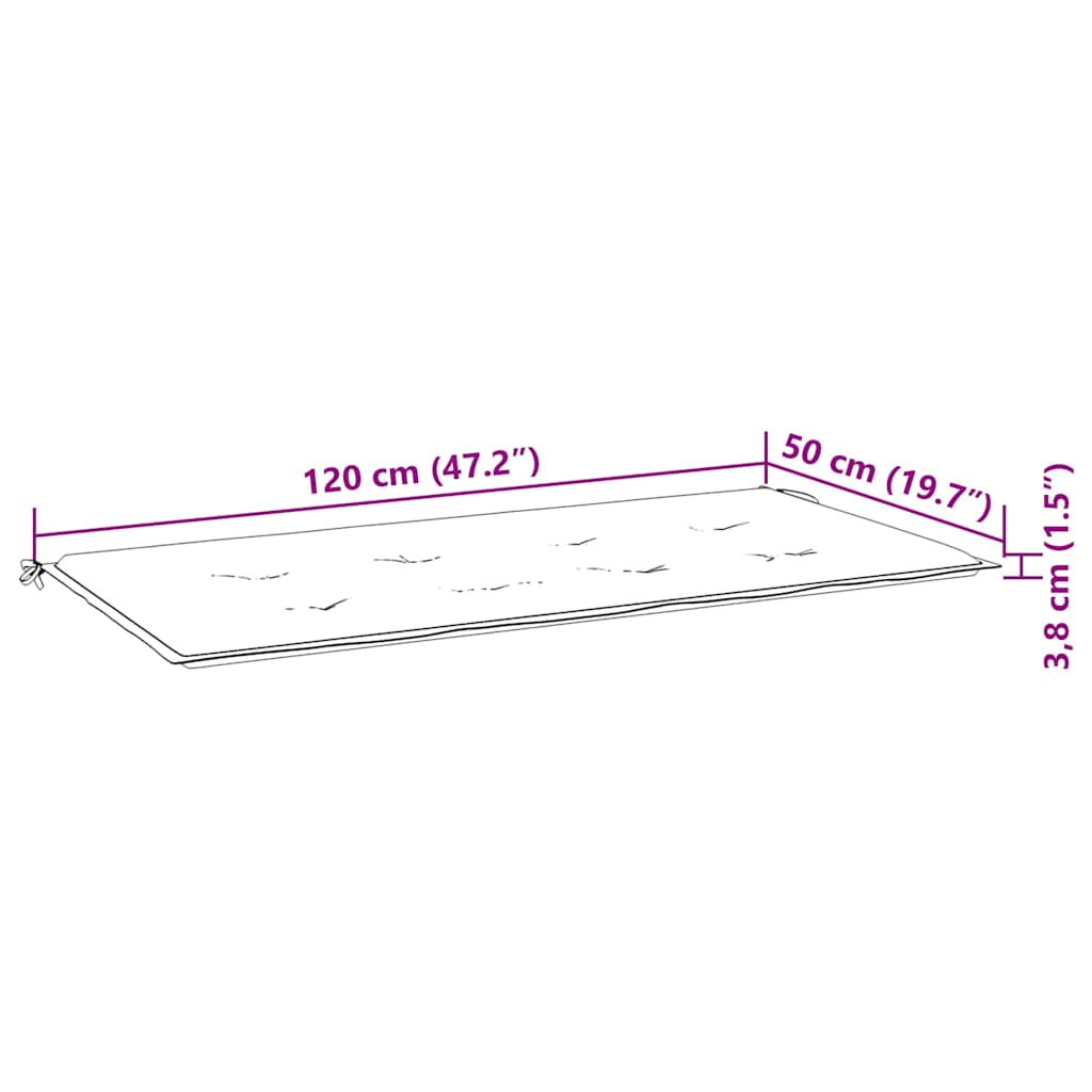 Saliekams dārza sols ar spilvenu, 128,5 cm, tīkkoks
