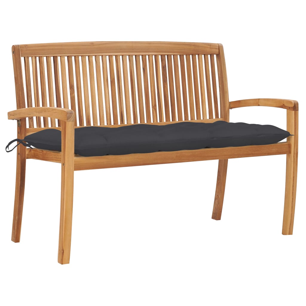 Sudedamas sodo suoliukas su pagalvėle, 128,5cm, tikmedis