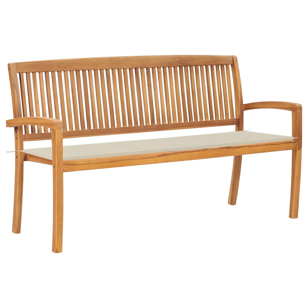 Salokāms dārza sols ar spilvenu, 159 cm, tīkkoks