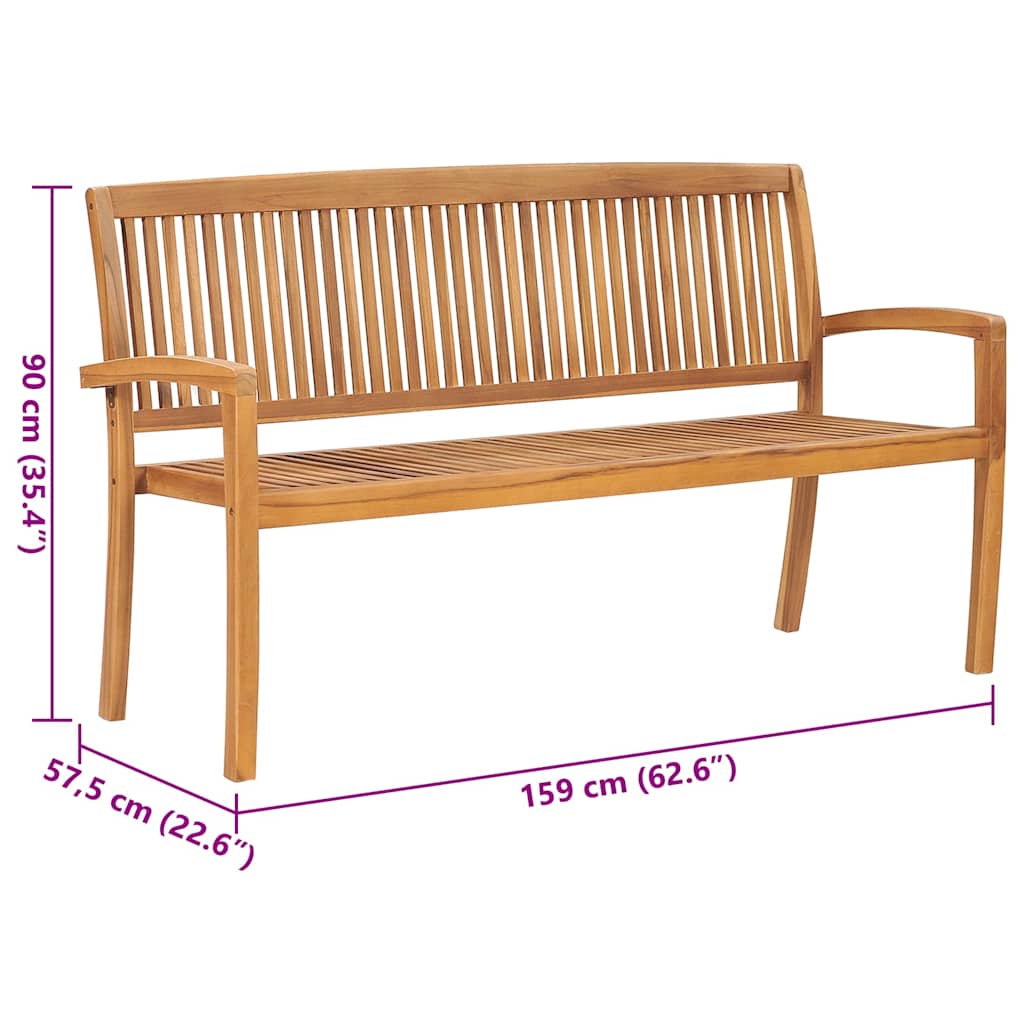 Salokāms dārza sols ar spilvenu, 159 cm, tīkkoks