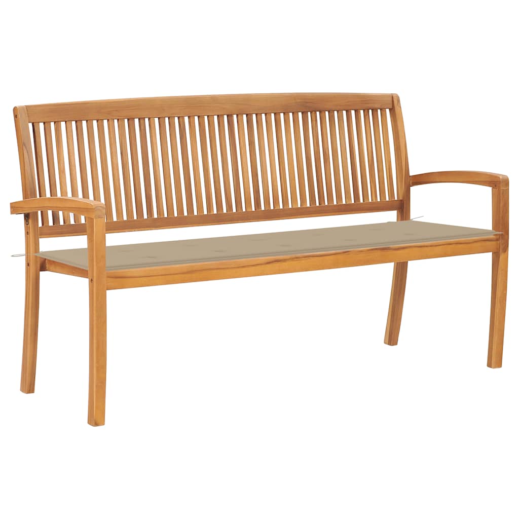 Sudedamas sodo suoliukas su pagalvėle, 159 cm, tikmedis