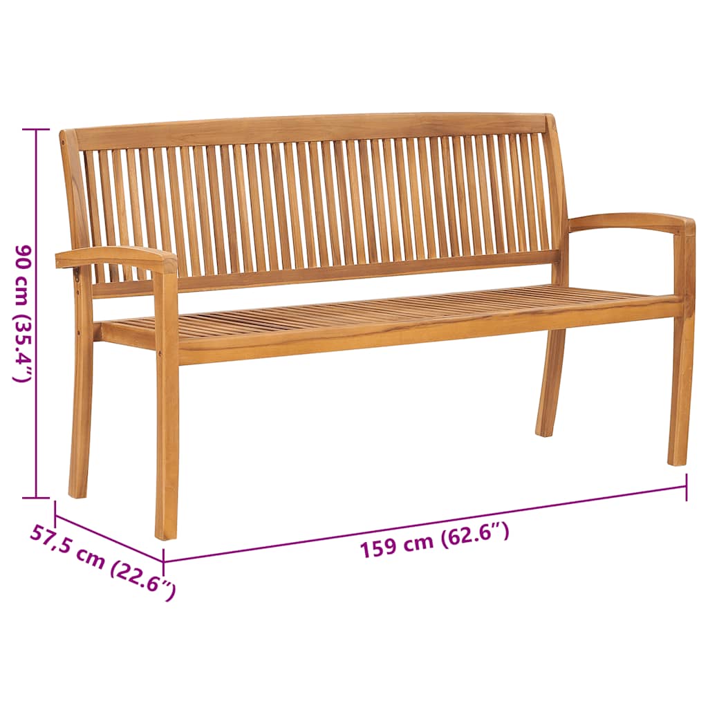 Sudedamas sodo suoliukas su pagalvėle, 159 cm, tikmedis
