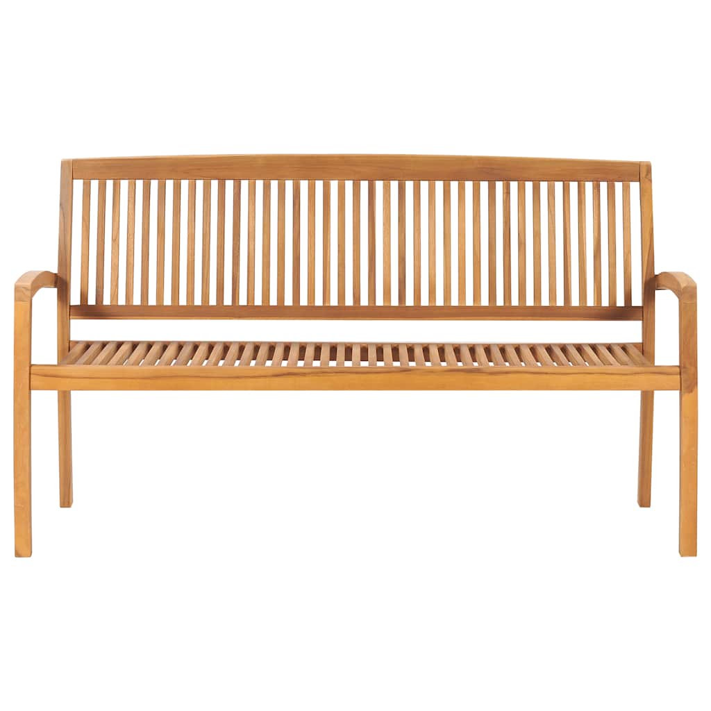 Folding garden bench with cushion, 159 cm, teak