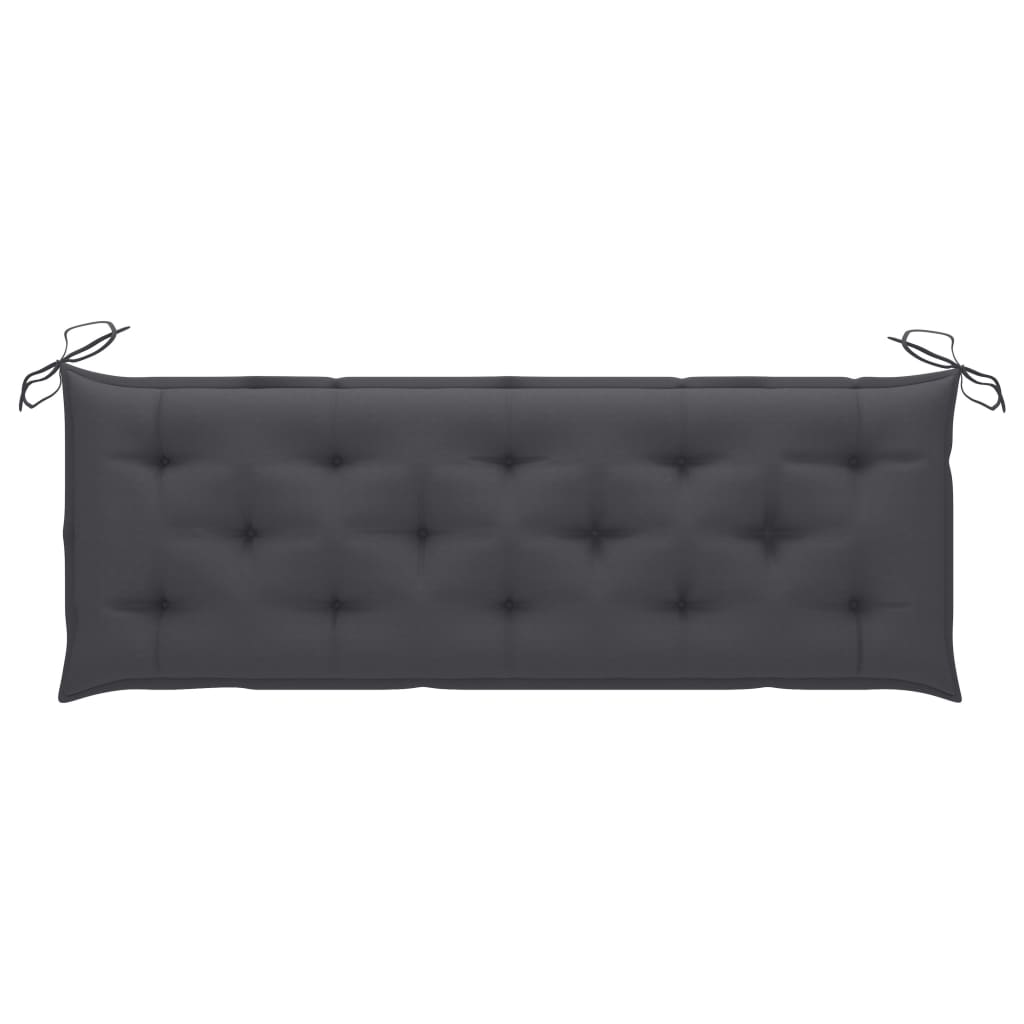 Folding garden bench with cushion, 159 cm, teak