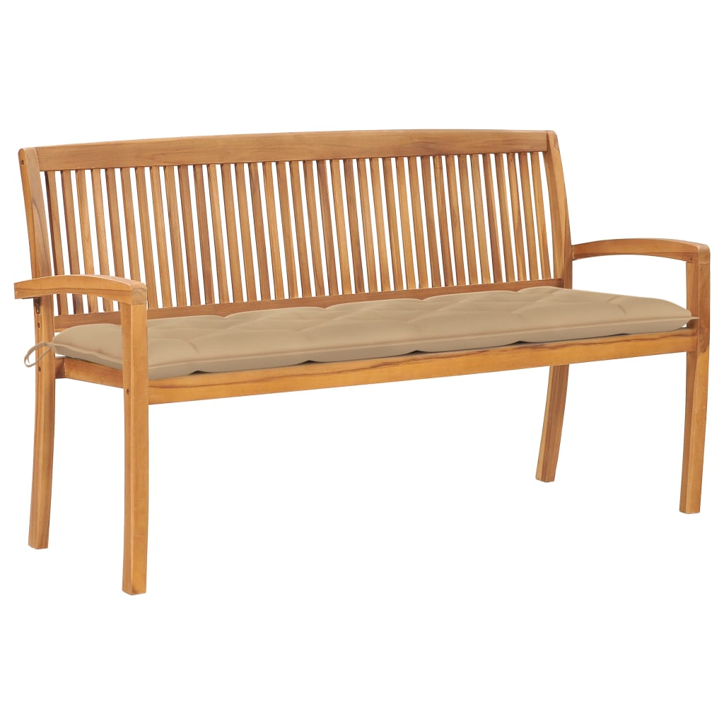 Saliekams dārza sols ar spilvenu, 159 cm, tīkkoks