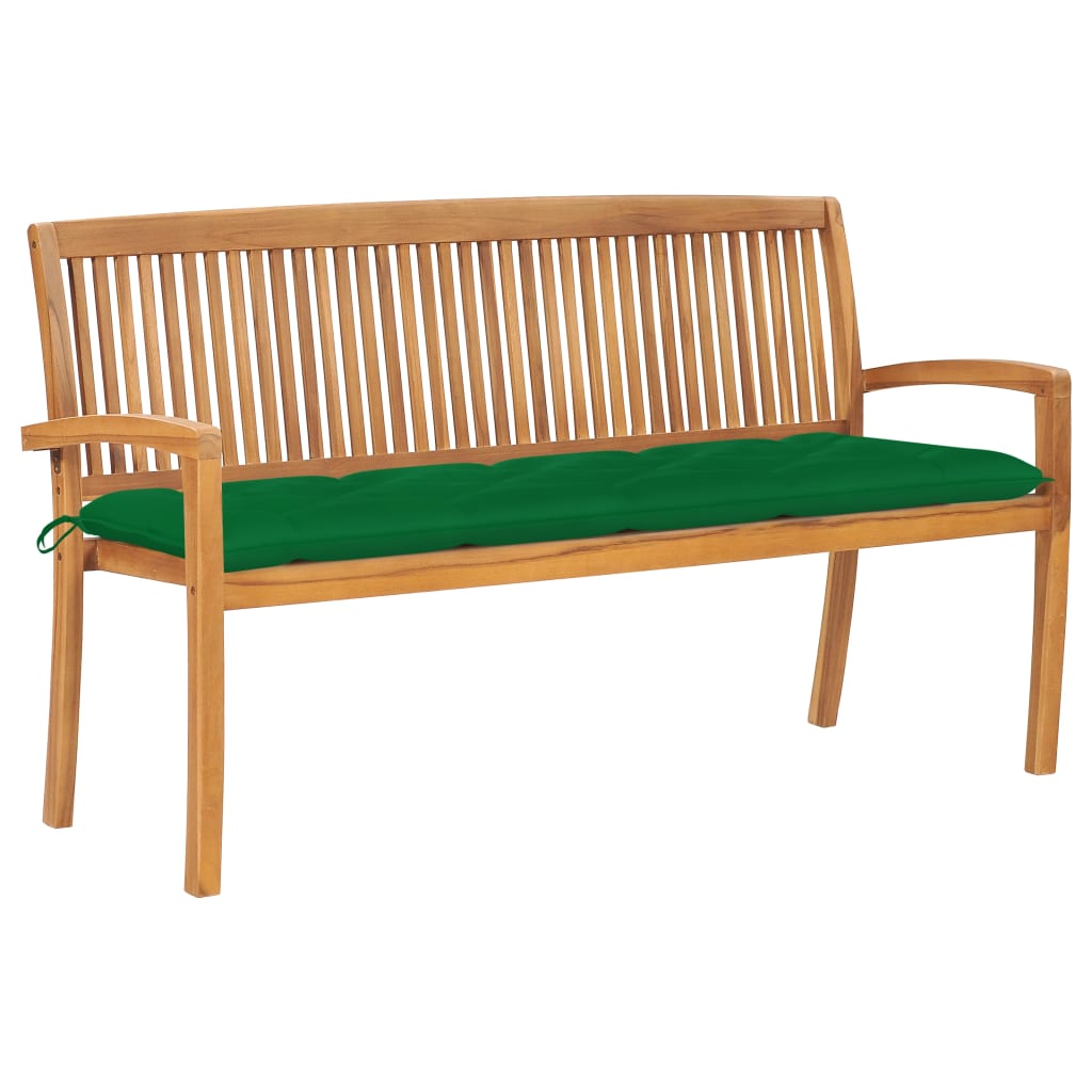 Salokāms dārza sols ar spilvenu, 159 cm, tīkkoks