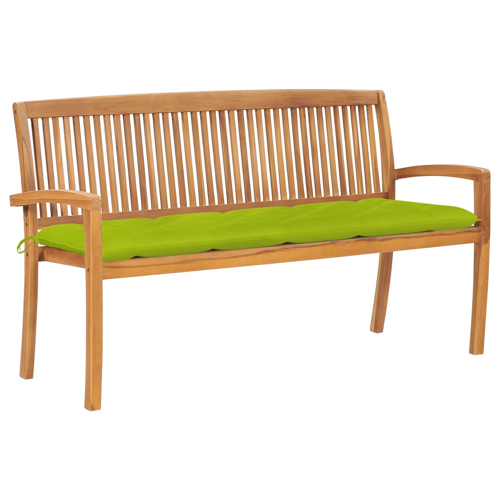 Salokāms dārza sols ar spilvenu, 159 cm, tīkkoks