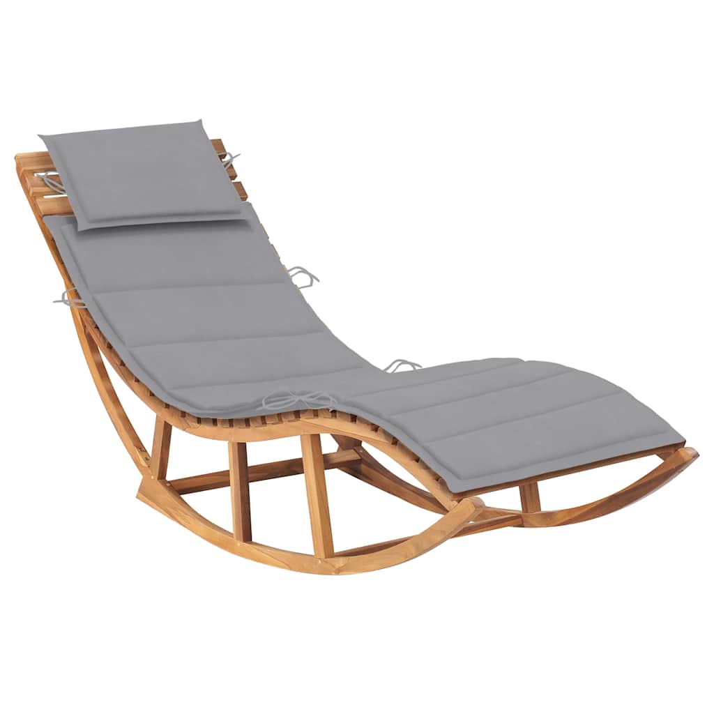 Sun lounger with mattress, solid teak wood