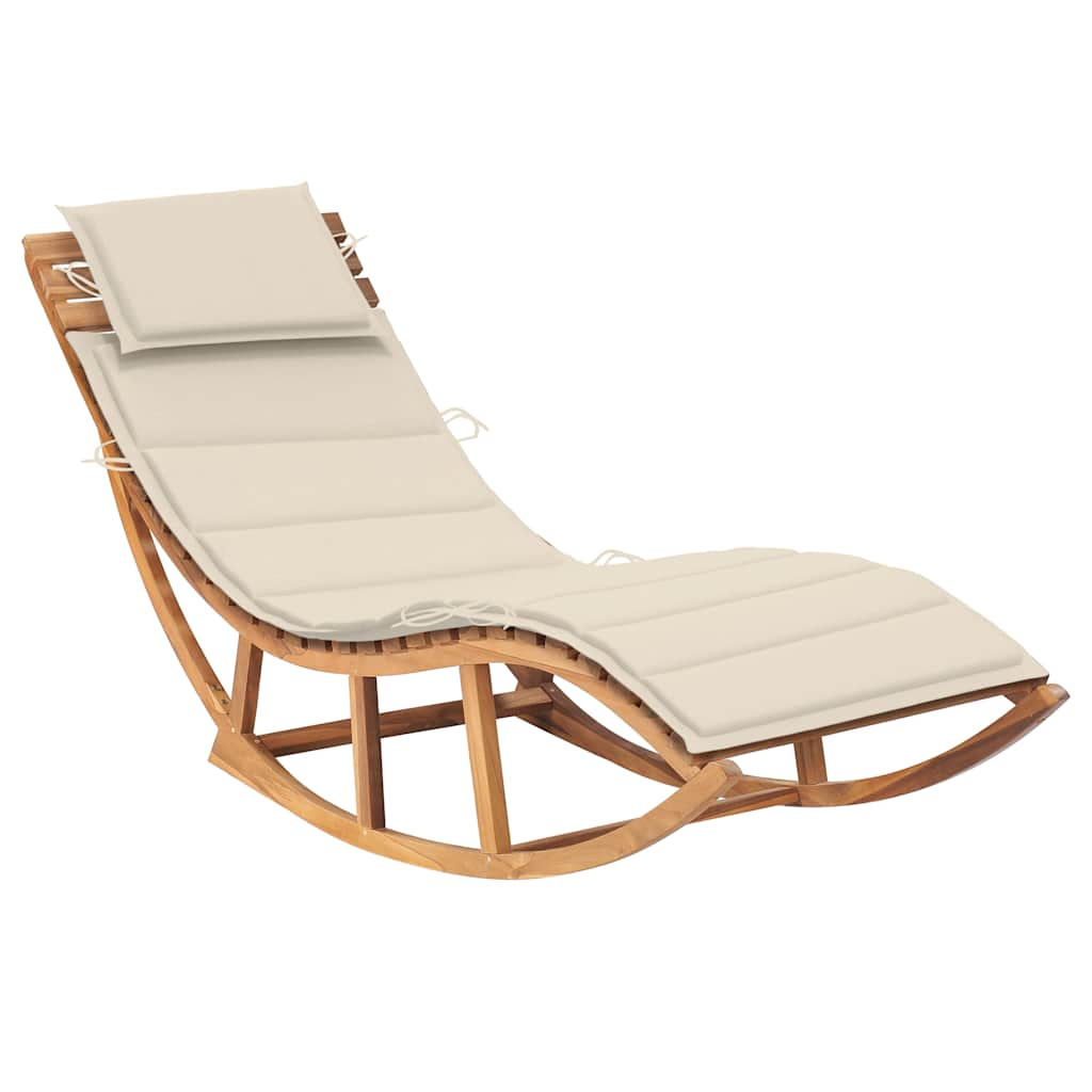 Sun lounger with mattress, solid teak wood