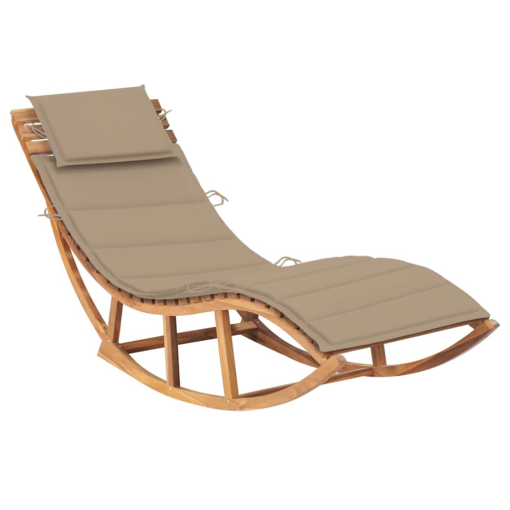 Sun lounger with mattress, solid teak wood